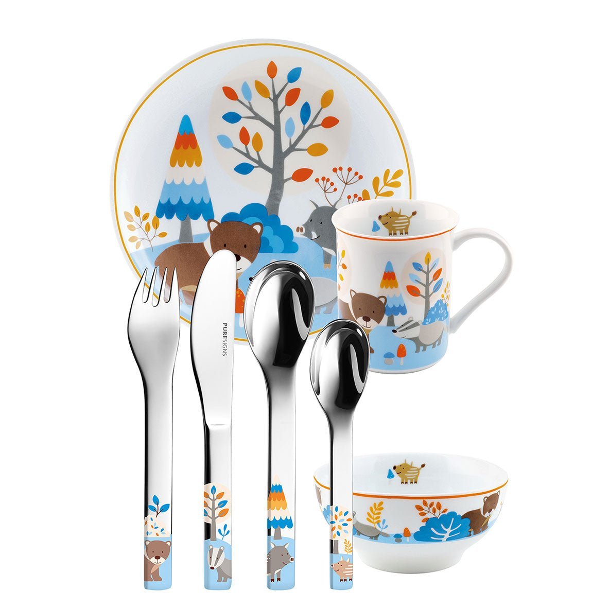 Kindergeschirr Set 7 - teilig FRIENDS mit Gravur - 