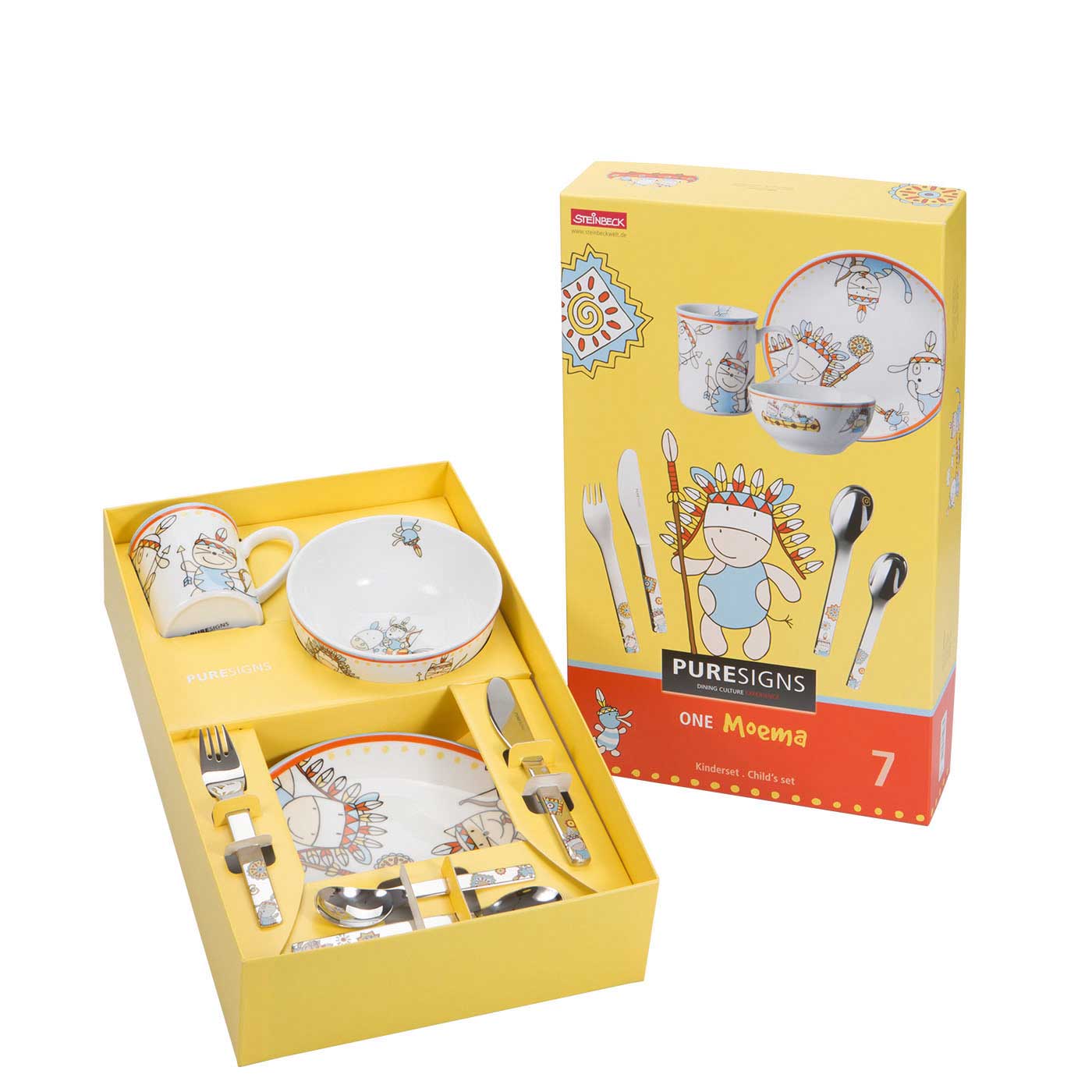 Kindergeschirr Set 7 - teilig MOEMA mit Gravur - 