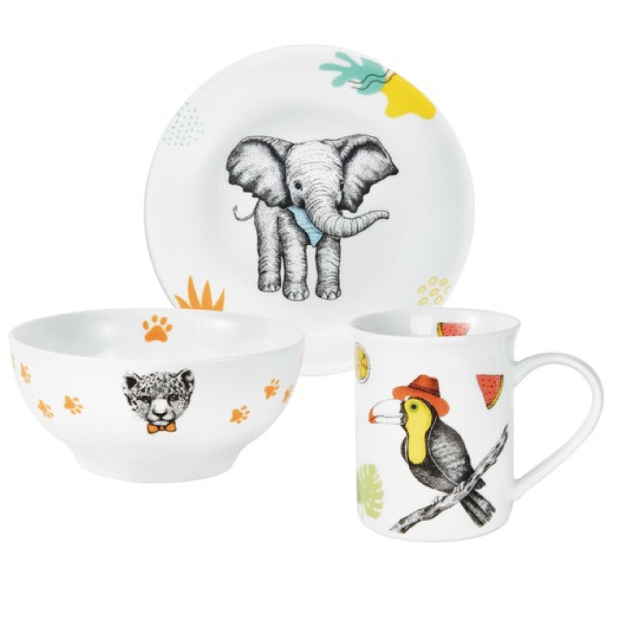 Kindergeschirr Set 7 - teilig NATURA mit Gravur - 